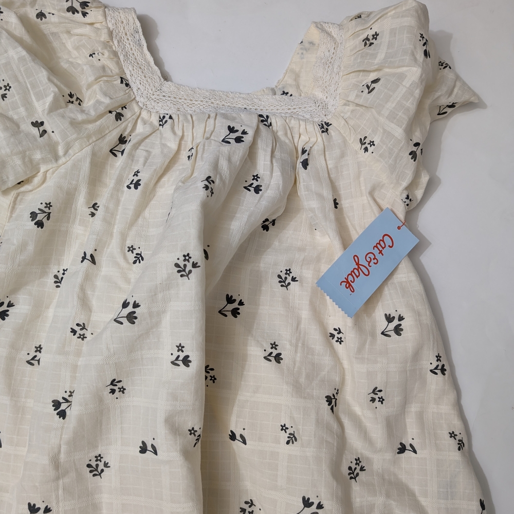 Cat & Jack Cream Dress with Black Floral Design